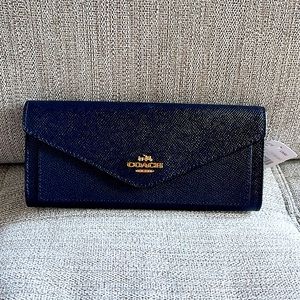 Coach Navy Soft Slim Wallet